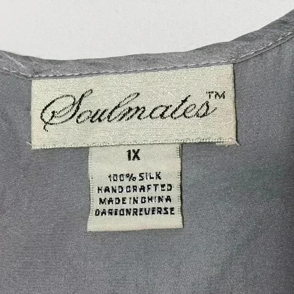 SOULMATES Hand Crochet 3/4 Bell Sleeve 3pc Evening gown. Silver with beading. XL - Picture 14 of 16